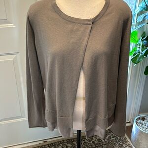 Piazza Sempione cardigan with silk trim, taupe, size medium